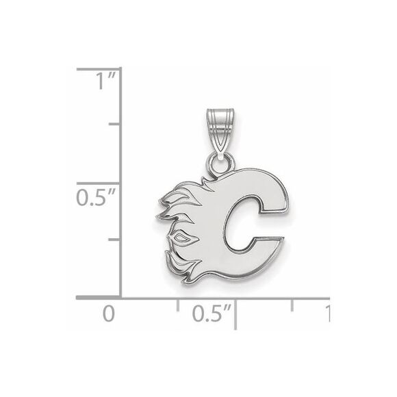 10k White Gold NHL Calgary Flames Small Pendant - Picture 2 of 3